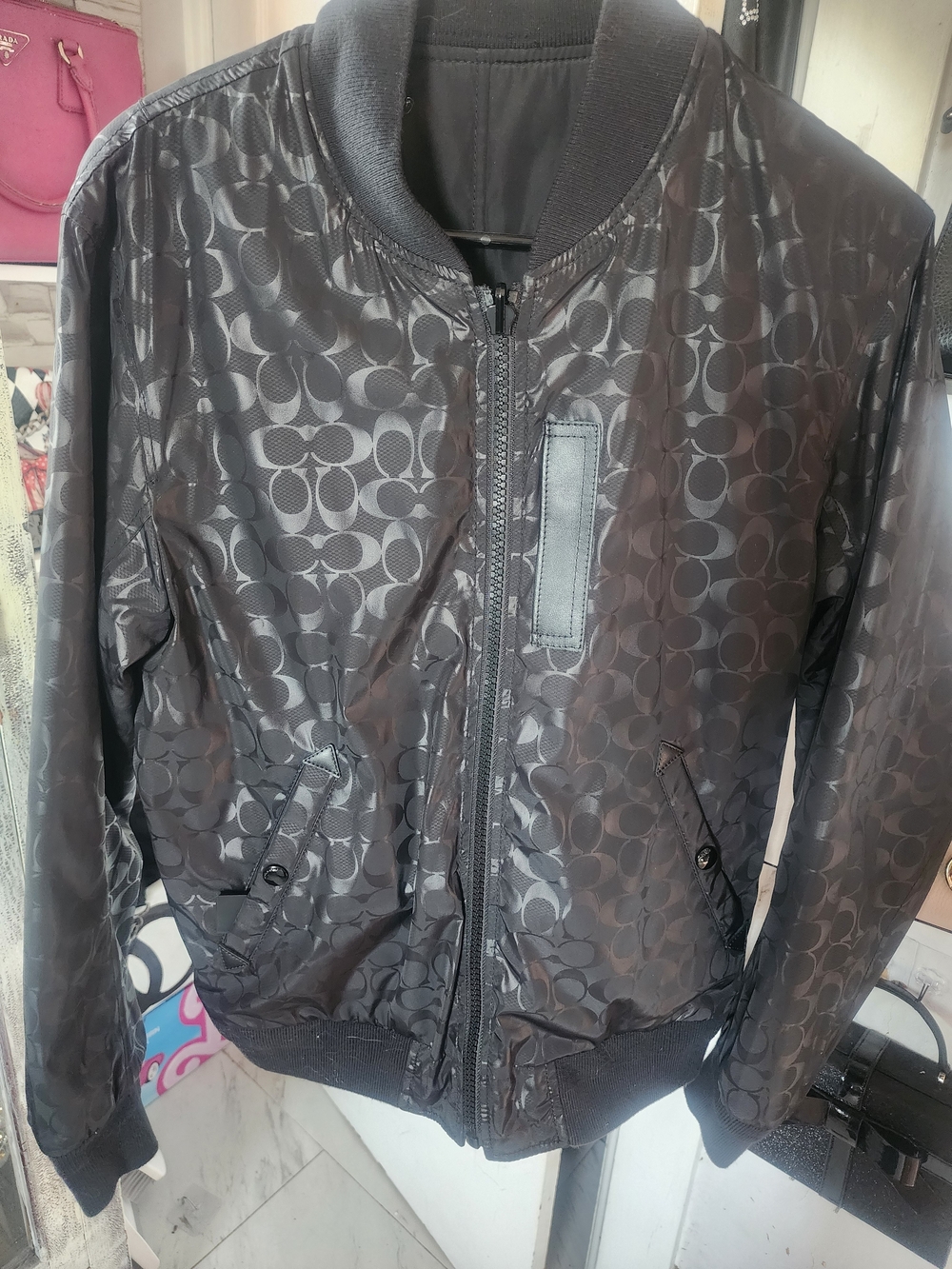 Coach Black Signature Bomber Jacket